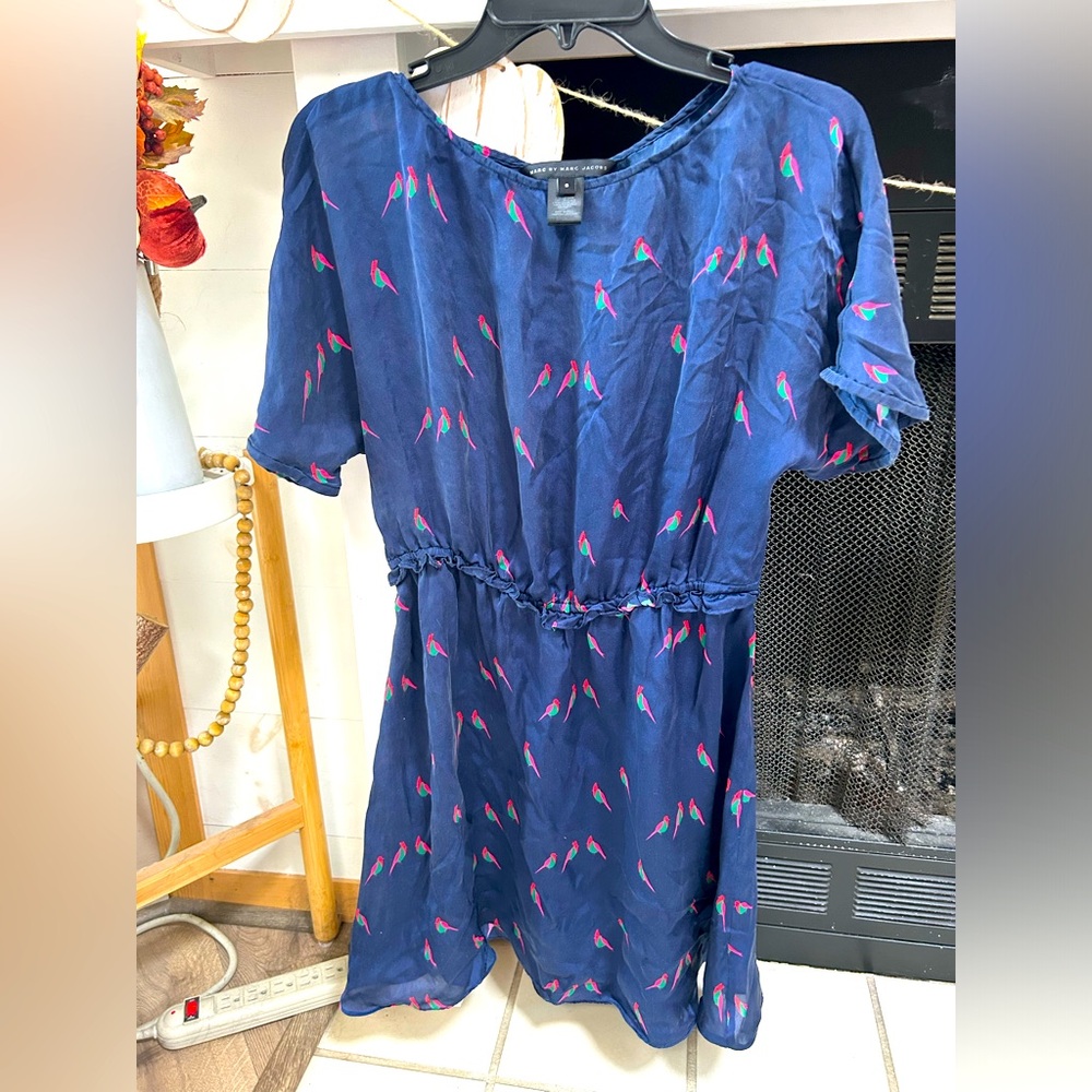 Marc by Marc Jacobs 100% Silk Bird Print Dress (s)